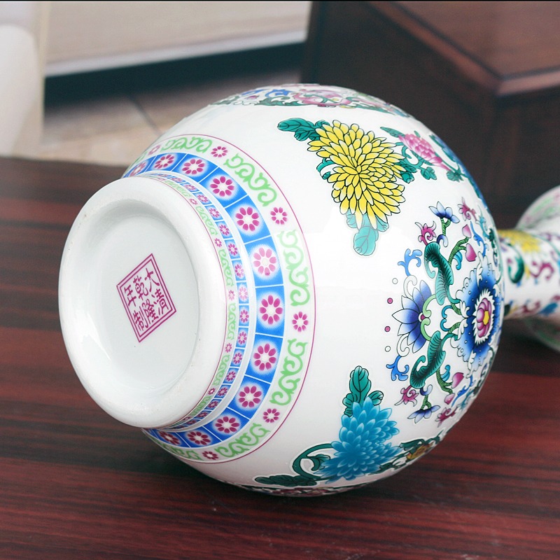 万花珐琅彩陶瓷花瓶家居摆件