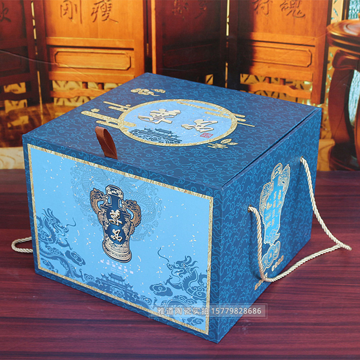 1斤10斤装青釉雕刻双龙酒坛礼盒