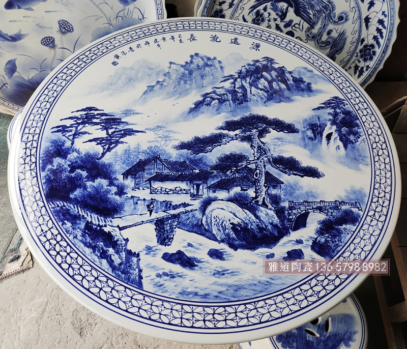 景德镇手绘青花山水陶瓷桌凳源远流长