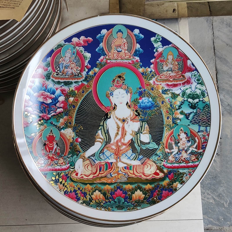 佛教工艺礼品家居摆件观音陶瓷盘