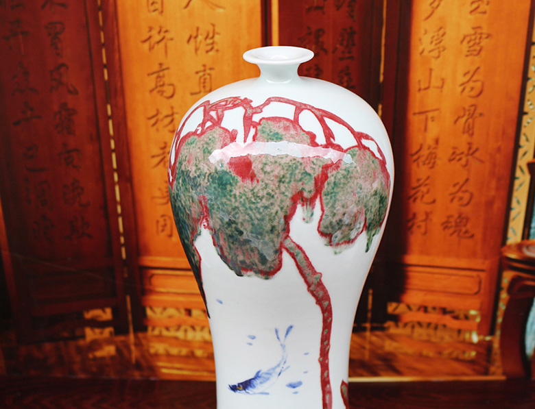 景德镇名家手绘客厅花瓶摆设（鱼乐图）