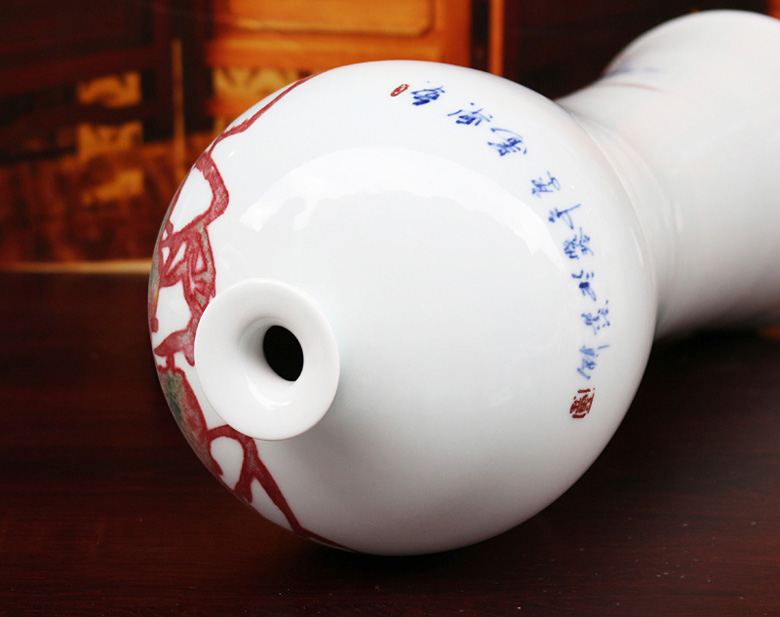 景德镇名家手绘客厅花瓶摆设（鱼乐图）