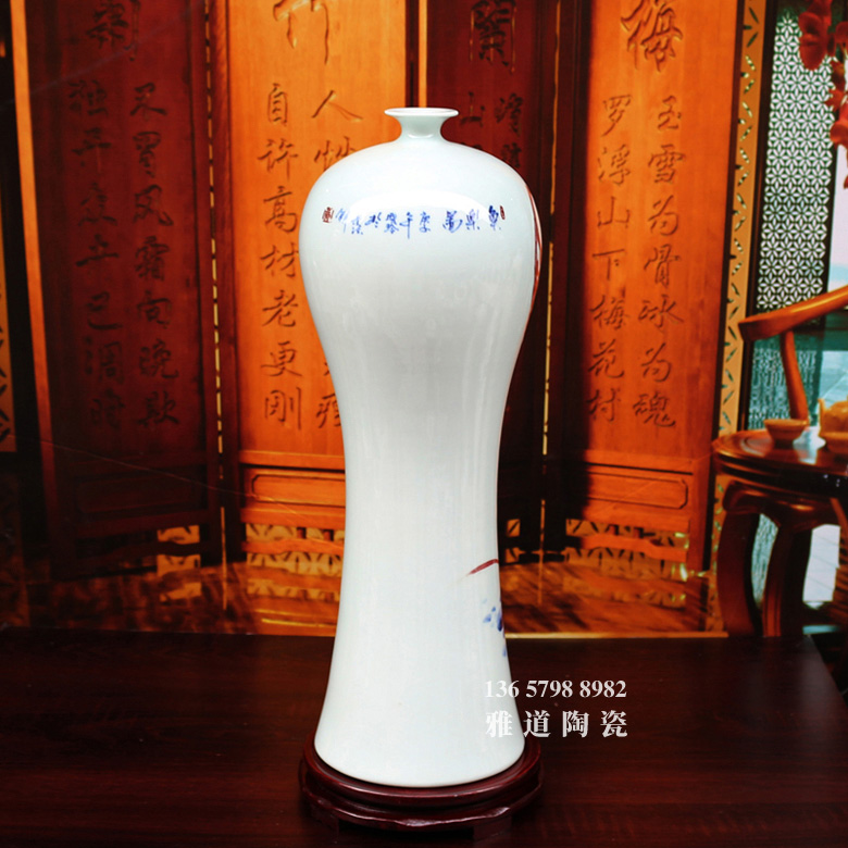 景德镇名家手绘客厅花瓶摆设（鱼乐图）