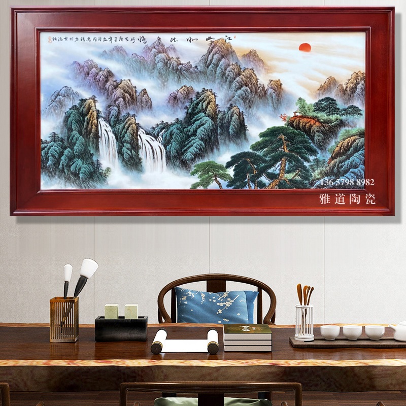 周惠胜手绘客厅瓷板画江山多娇