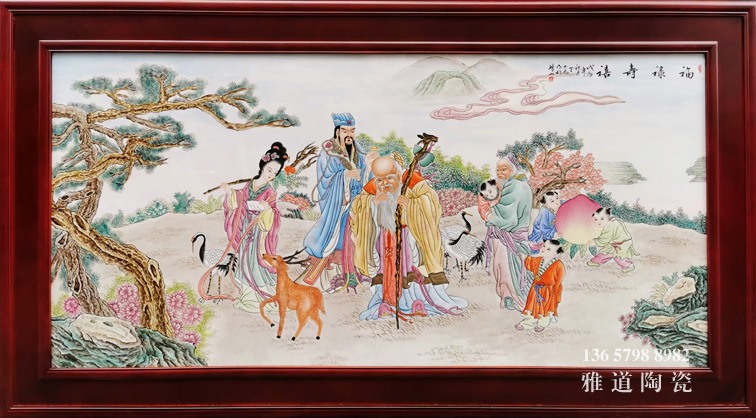 现代仿王大凡瓷板画（福禄寿喜）