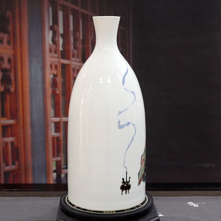 景德镇陶瓷手绘禅意花瓶（禅悟）侧面