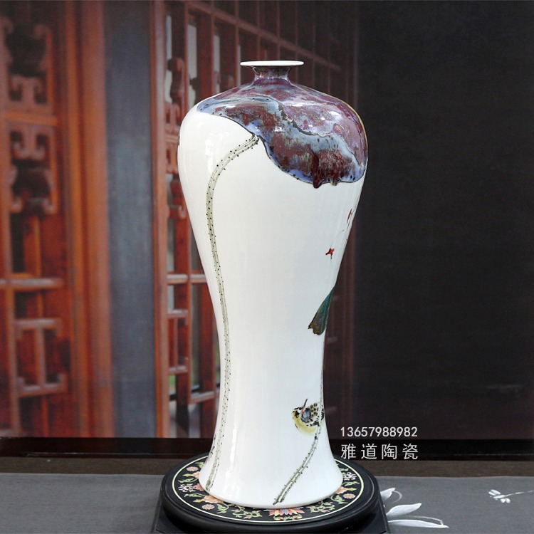 景德镇陶瓷新中式创意花瓶-侧面