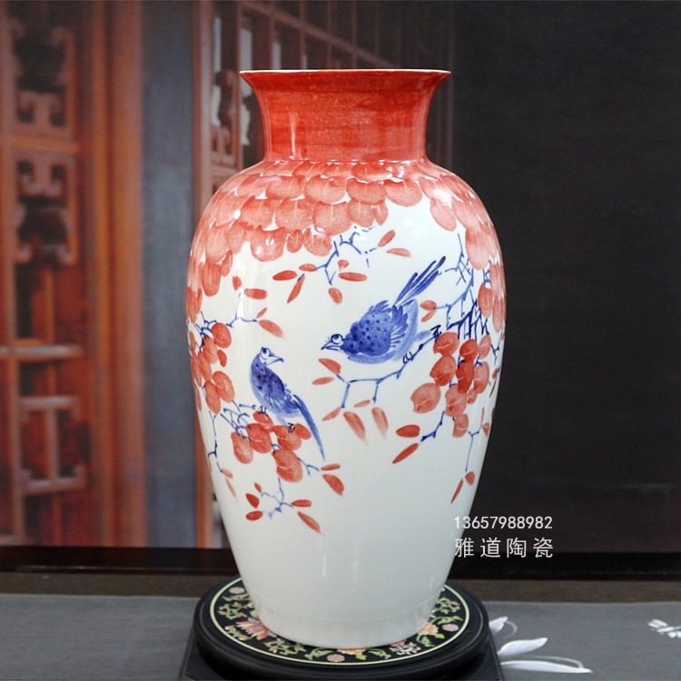 客厅摆件陶瓷花瓶（手绘鸿运当头）