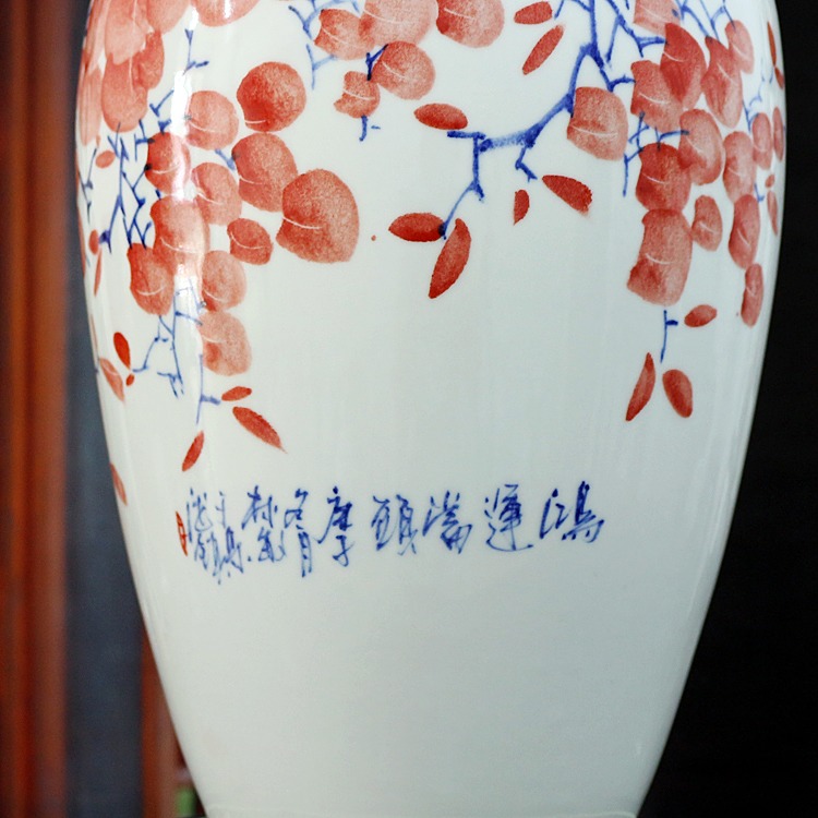 客厅摆件陶瓷花瓶（手绘鸿运当头）-题字