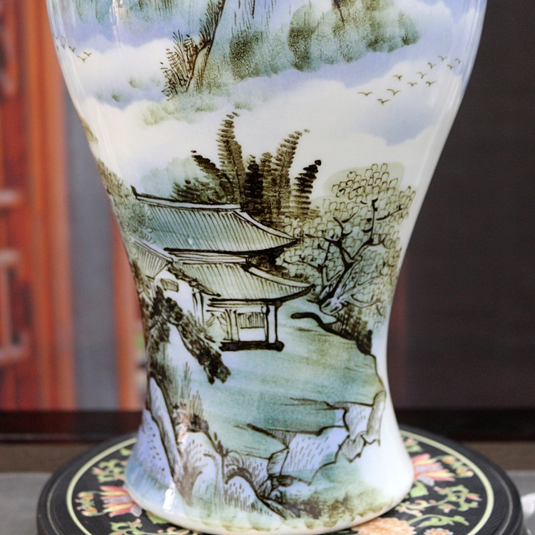 景德镇山水陶瓷花瓶（松山会友）