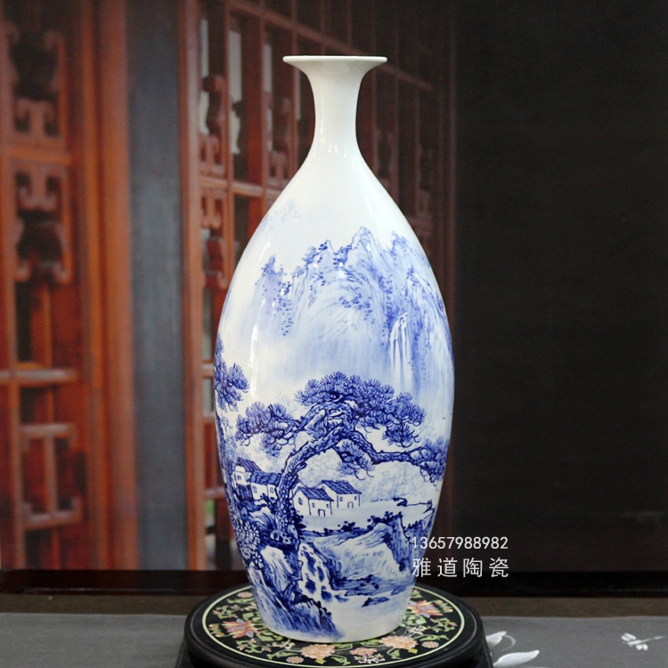 景德镇中式艺术花瓶摆件（松溪山居） - 雅道陶瓷网