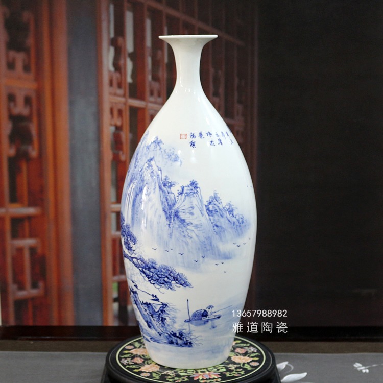 景德镇瓷器中式花瓶摆件（松溪山居）
