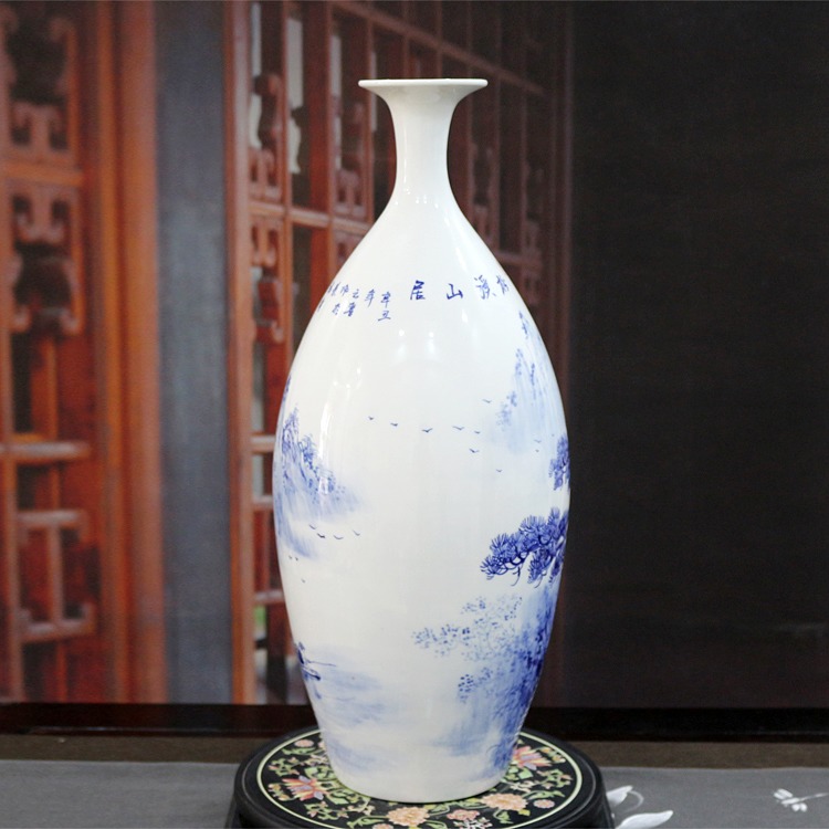 景德镇中式艺术花瓶摆件（松溪山居） - 雅道陶瓷网