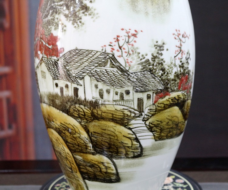 景德镇陶瓷山水花瓶（小桥流水）