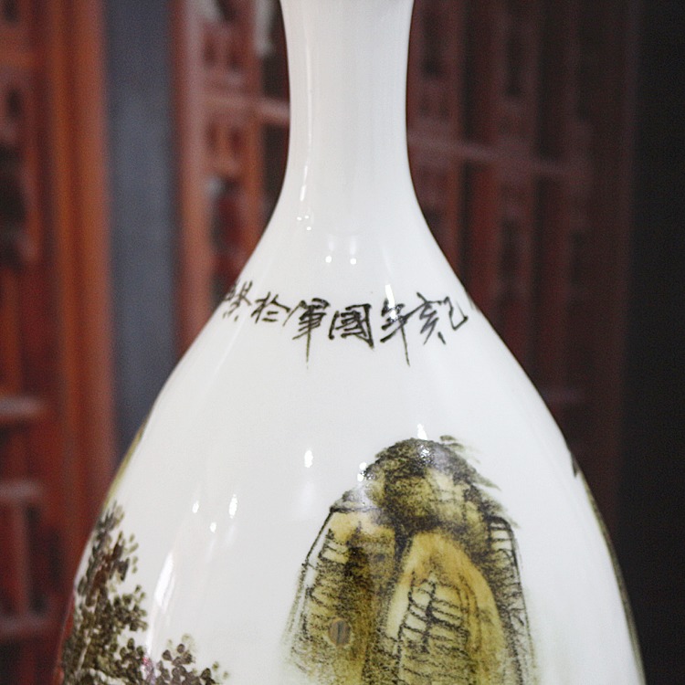 景德镇陶瓷山水花瓶（小桥流水）