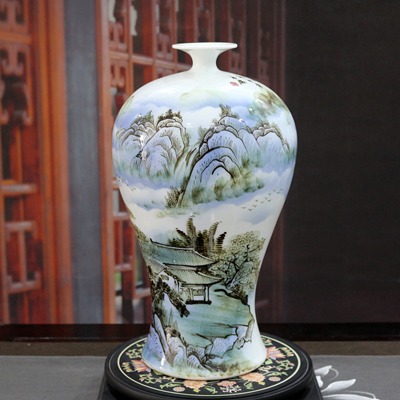 景德镇山水陶瓷花瓶（松山会友）