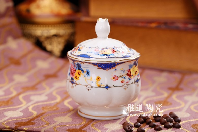 皇室玫瑰英式骨瓷咖啡糖罐