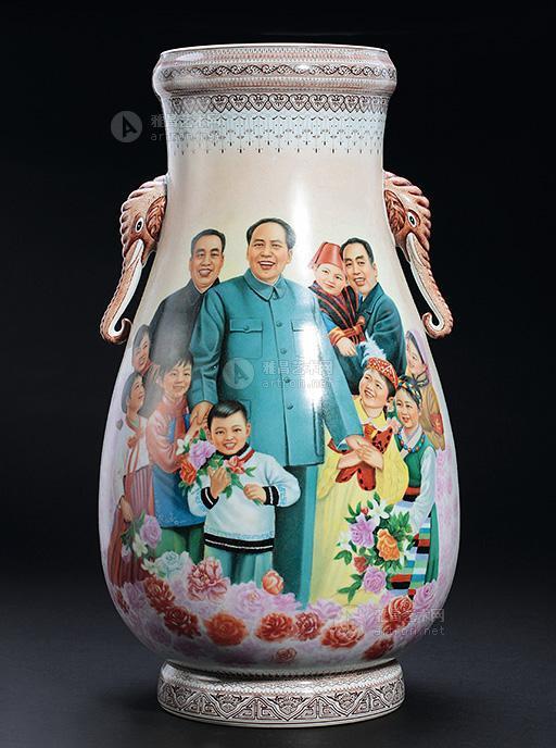 釉上彩人物陶瓷瓶