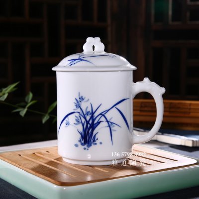 商务茶杯定制_手绘青花茶杯定制