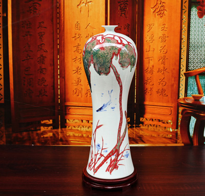 景德镇名家手绘客厅花瓶摆设（鱼乐图）