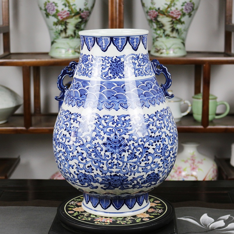 景德镇手绘青花中式仿古陶瓷花瓶(图3)