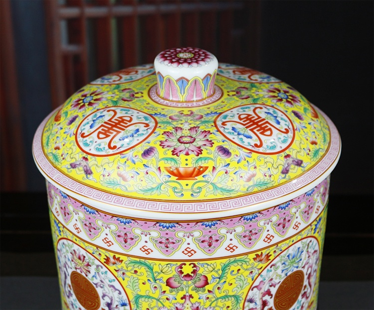 景德镇十斤装珐琅彩陶瓷米缸(图8)