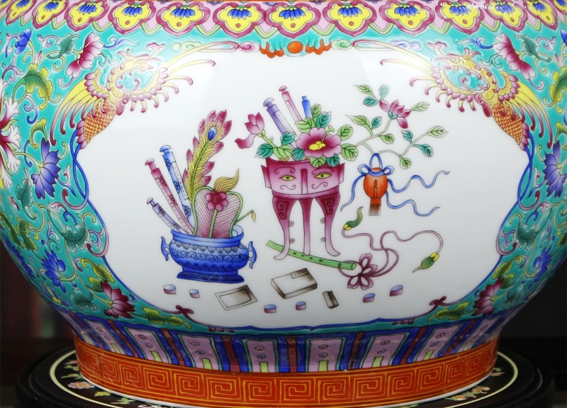16斤装高档珐琅彩陶瓷盖罐米缸(图8)