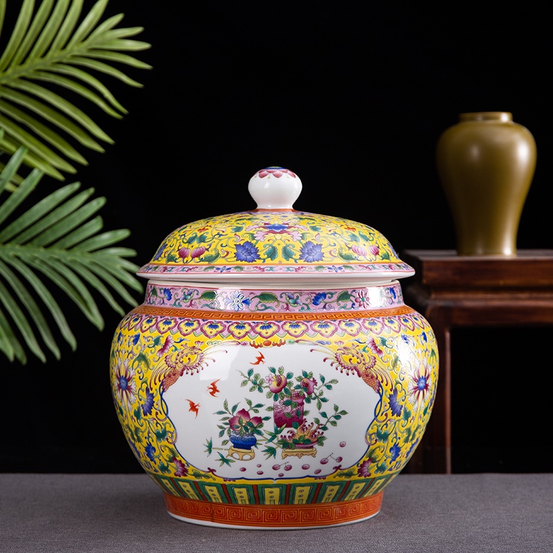 16斤装高档珐琅彩陶瓷盖罐米缸(图4)