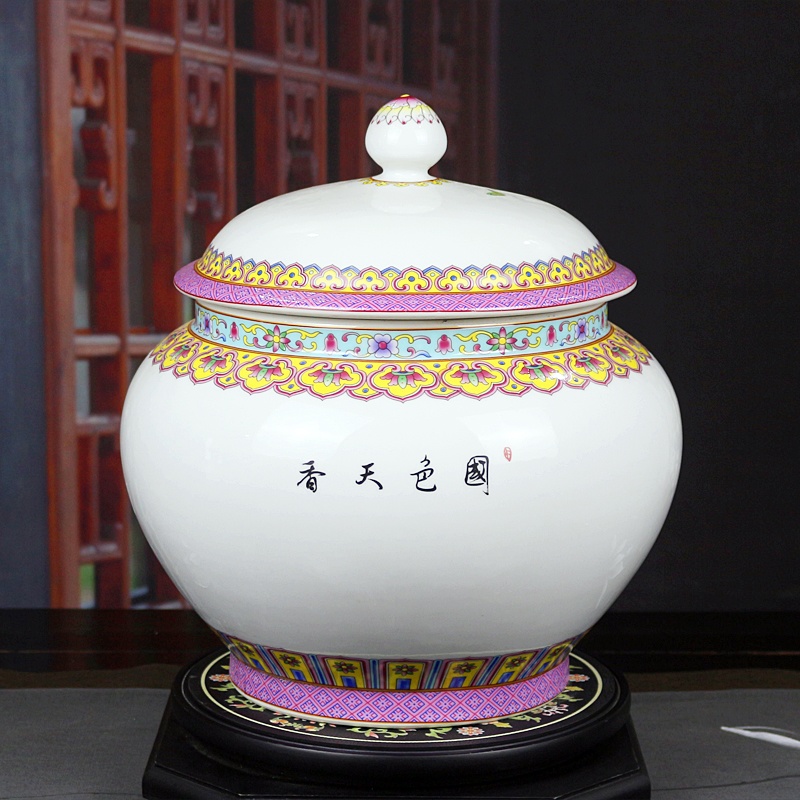 景德镇16斤装精品陶瓷米缸批发(图3)