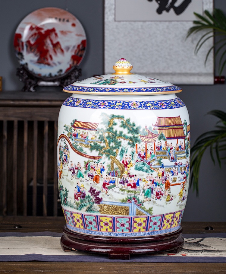 景德镇23斤精致直筒陶瓷米缸(图9)