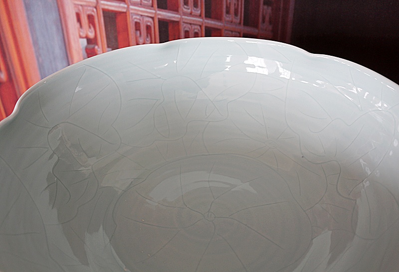 影青雕刻陶瓷荷花盆乌龟缸(图4)