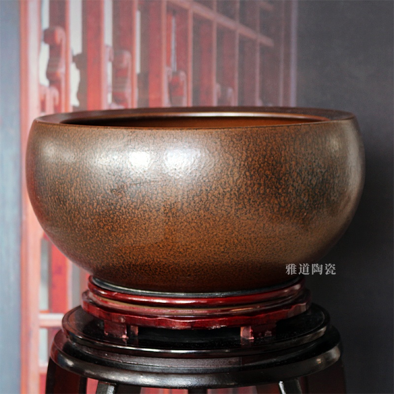 景德镇高温颜色釉陶瓷聚宝盆摆件(图2)
