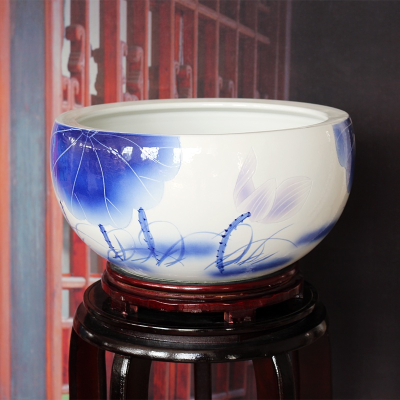 景德镇陶瓷器聚宝盆睡莲缸（清香）(图4)