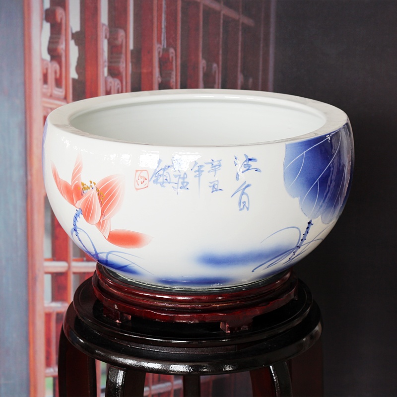 景德镇陶瓷器聚宝盆睡莲缸（清香）(图5)