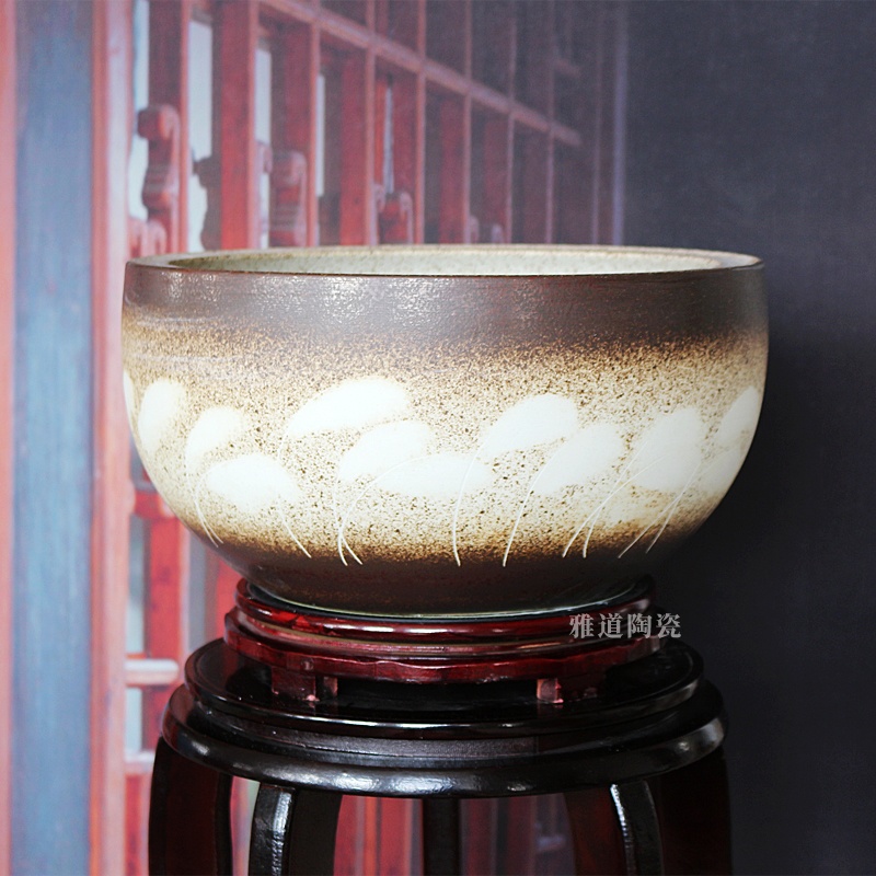 水仙花铜钱草陶瓷聚宝盆摆件(图2)