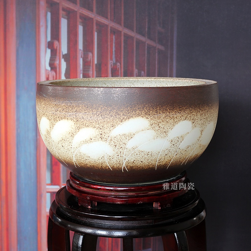 水仙花铜钱草陶瓷聚宝盆摆件(图4)