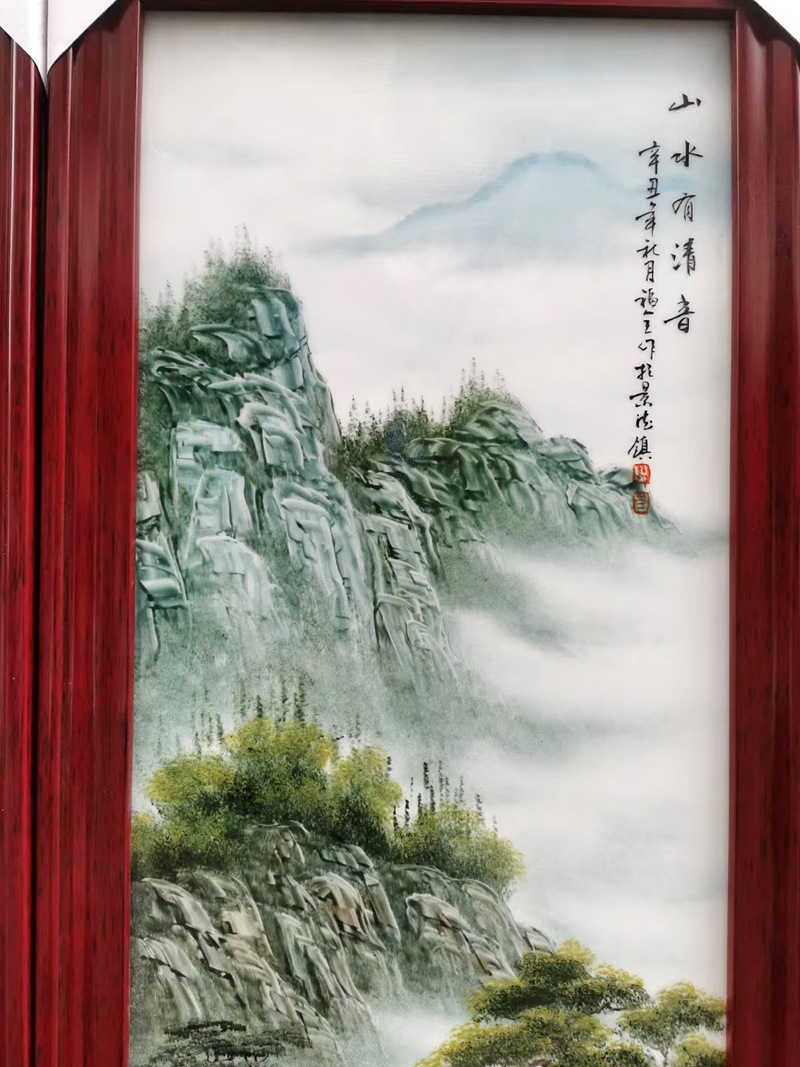 手绘客厅装饰山水瓷板画（春夏秋冬）(图5)