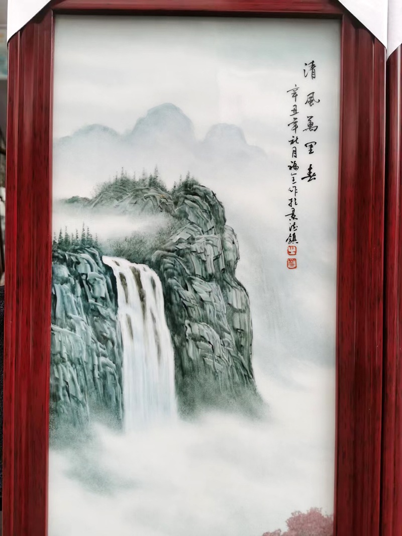 手绘客厅装饰山水瓷板画（春夏秋冬）(图3)