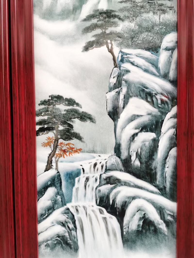 手绘客厅装饰山水瓷板画（春夏秋冬）(图10)