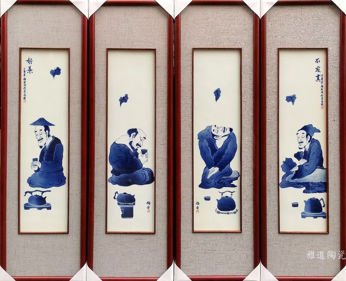 手绘禅意茶道装饰瓷板画（好茶不寂寞）(图2)