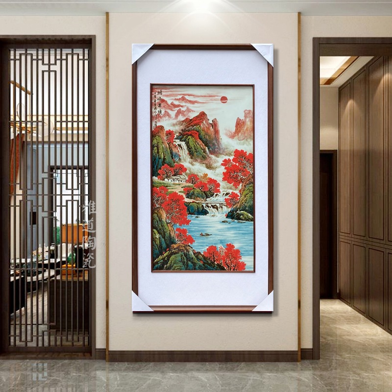 名家玄关装饰山水瓷板画（鸿运当头）(图1)