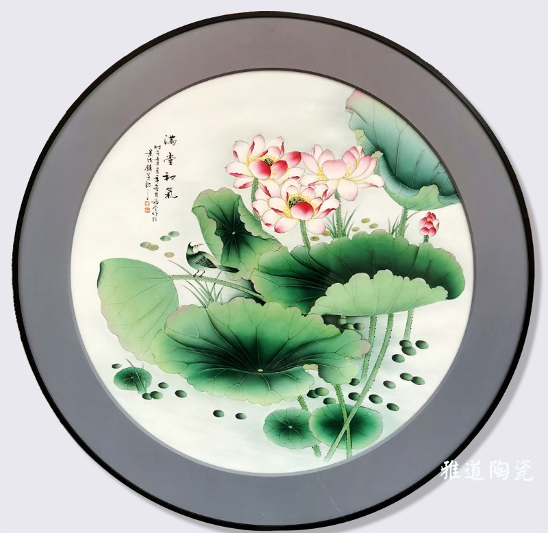 手绘瓷板家庭墙上装饰画（满堂和气）(图2)