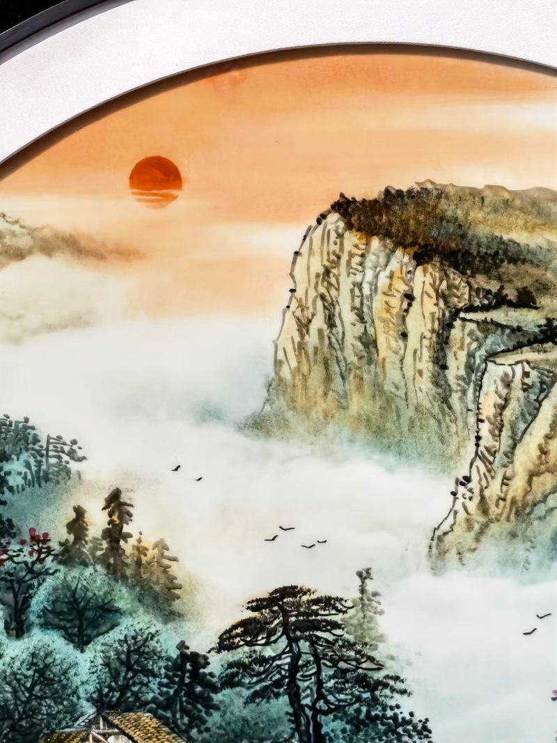 圆形瓷板客厅装饰山水画（福居宝地）(图4)
