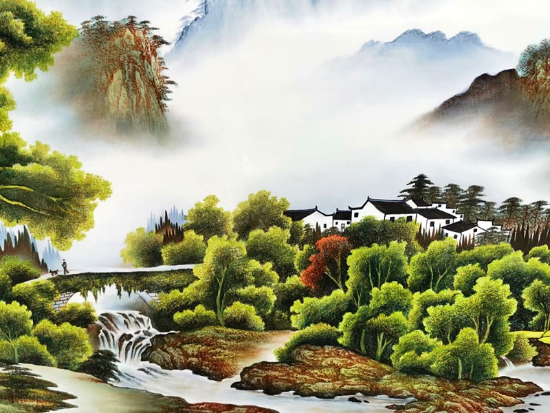 手绘客厅装饰山水瓷板画（根深叶茂）(图5)