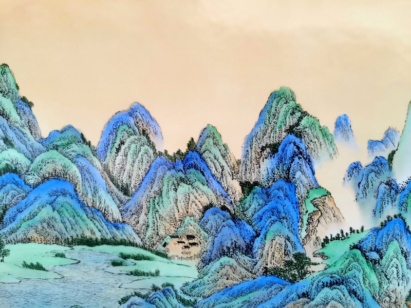青绿山水瓷板画（千里江山图）(图7)