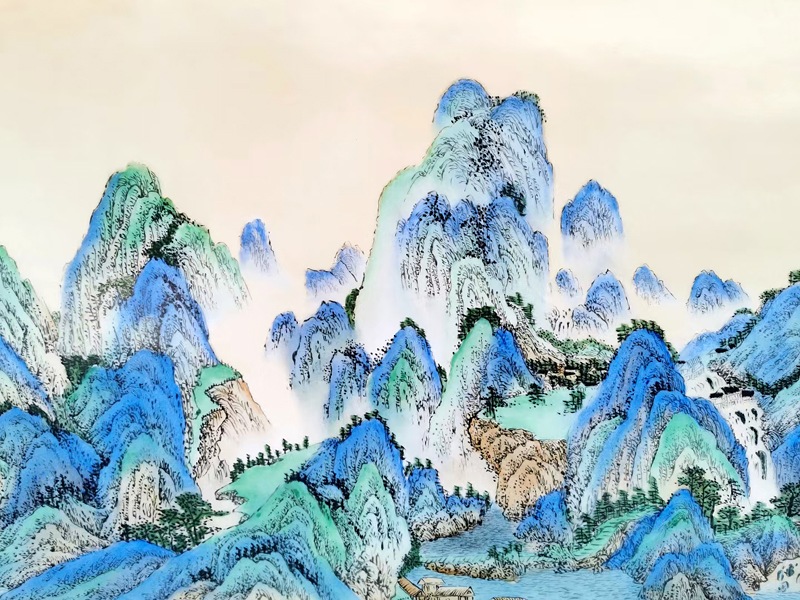 青绿山水瓷板画（千里江山图）(图6)