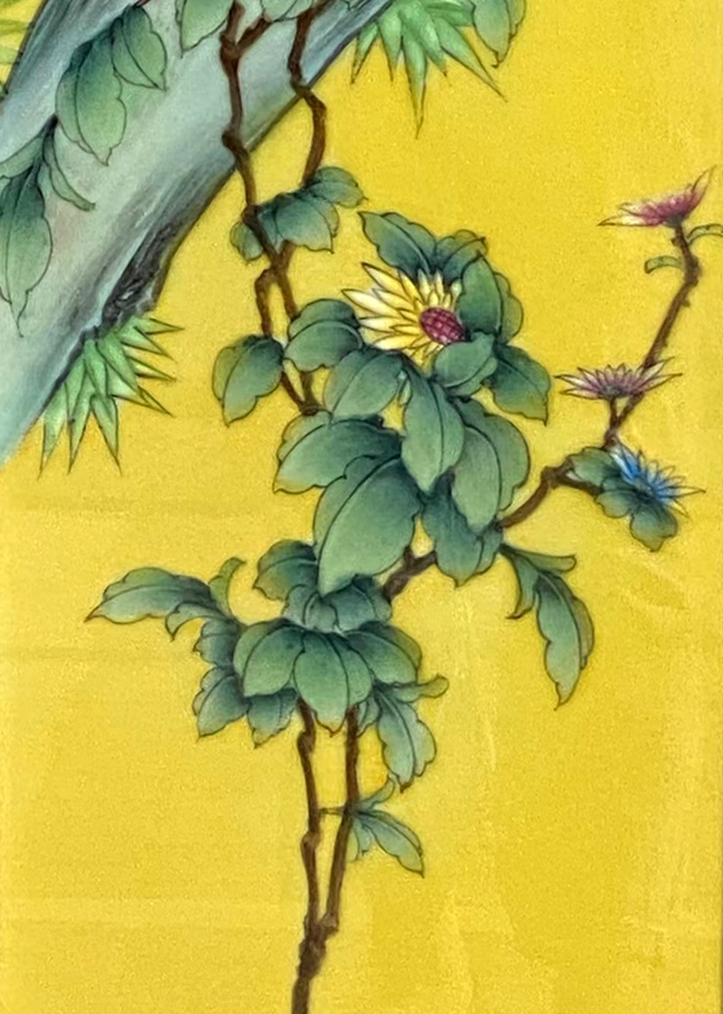 名家手绘黄底梅兰竹菊四条屏瓷板画(图10)