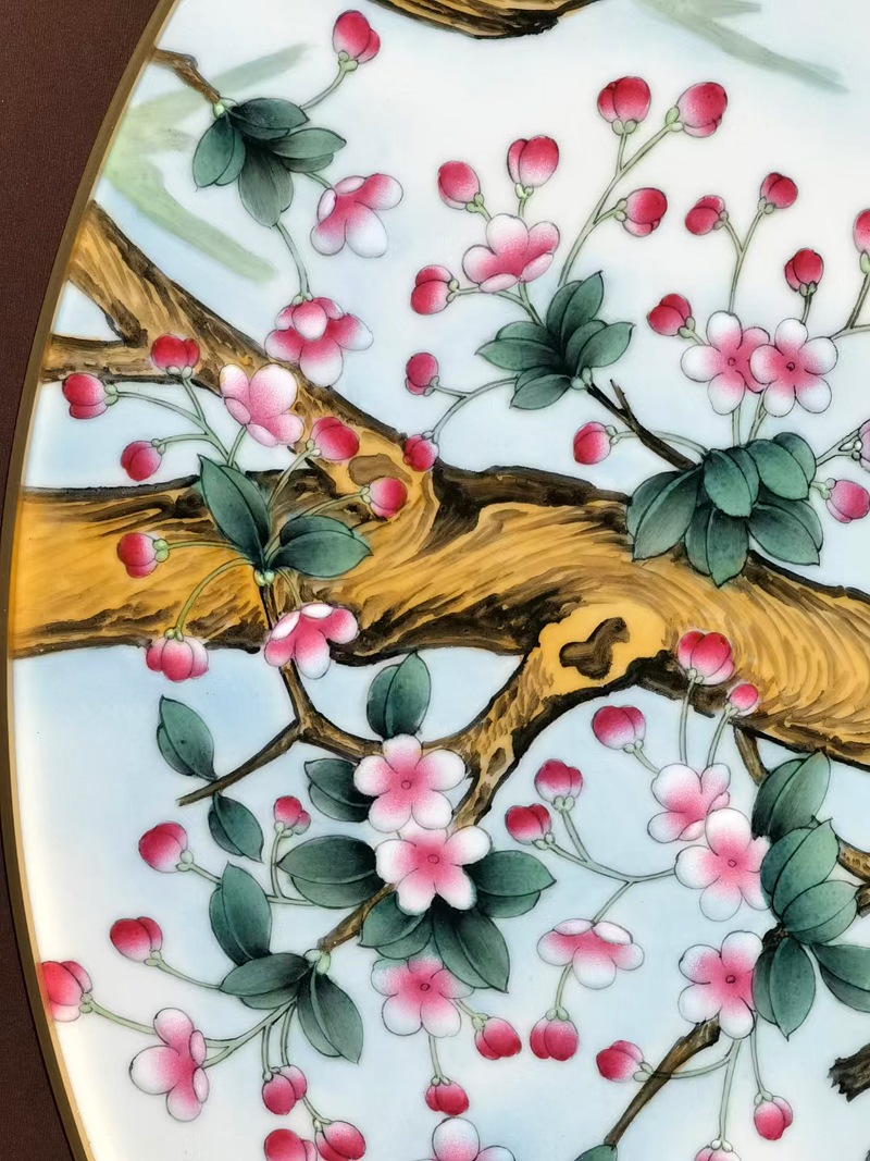 景德镇名家手绘孔雀花鸟装饰瓷板画(图5)