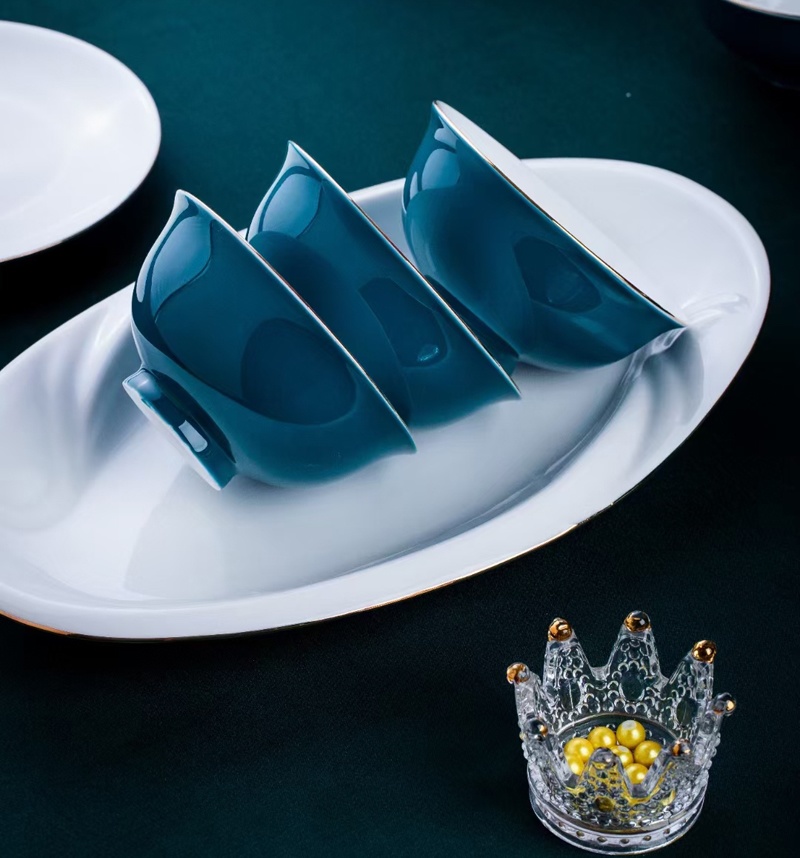景德镇双色釉高档陶瓷餐具套装（绿如蓝）(图6)