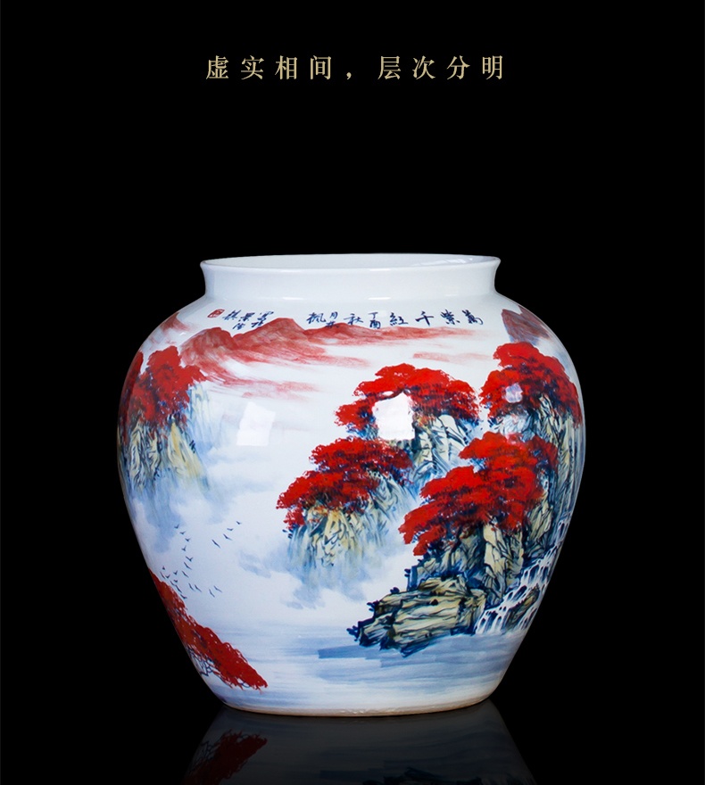 名家手绘陶瓷书画卷轴缸（万紫千红）(图3)